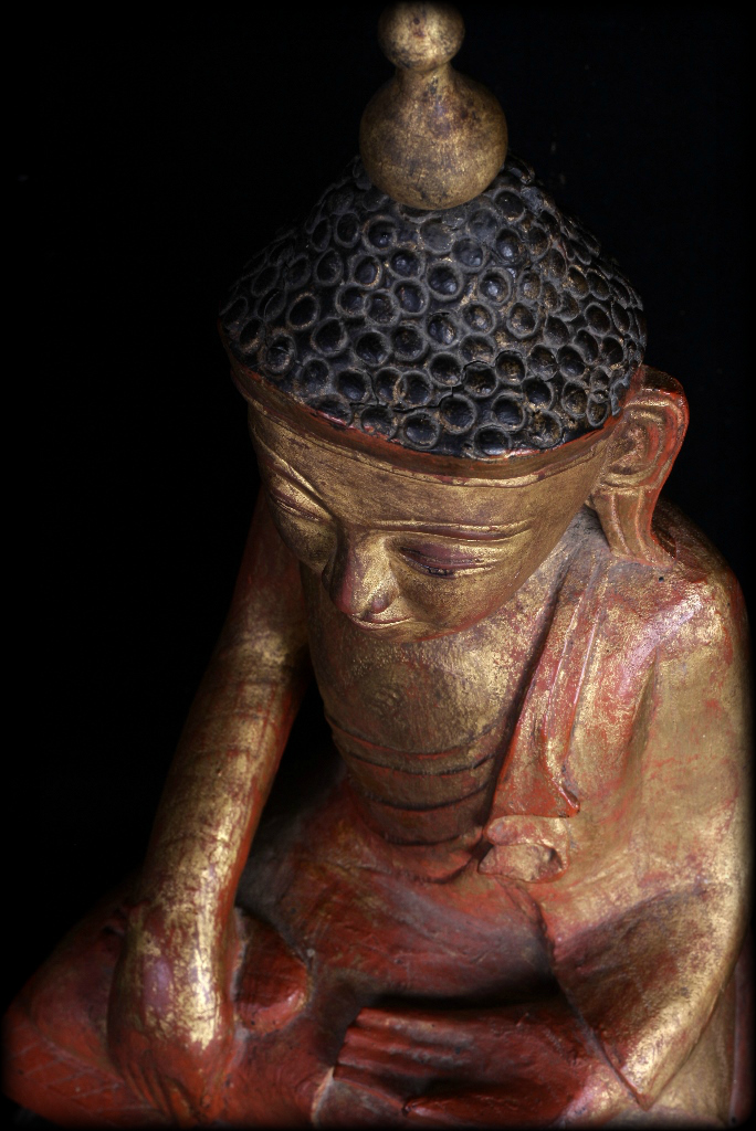 Extremely Rare 19C Wood Burmese Shan Buddha #A041